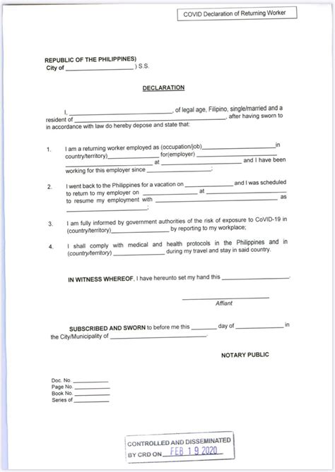 workers declaration form poea sample|DECLARATION .